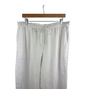 J.Crew Womens White Linen Pants Elastic Waist XL